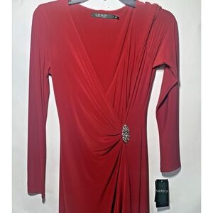 NEW Lauren Ralph Lauren Evening Gown Prom Wrap Dress Size 4 Formal V-Neck